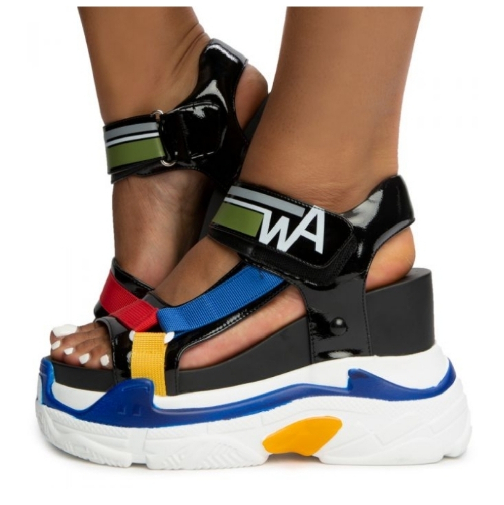 Bold Multicolor Platform Sandals - image 1